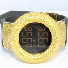 Yellow CZ Watch mens Digital KC Rubber Band Bazel Case Luggs 48mm