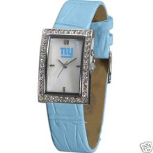 York Giants Blue Womens Logoart Starlette Crystal Leather Watch