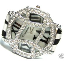 Zebra Fashion Glam Dress Ladies Bling Watch Cez