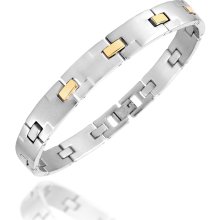 Zoppini - Zoppini Zo-Chain Brushed Stainless Steel and 18K Gold Link Bracelet