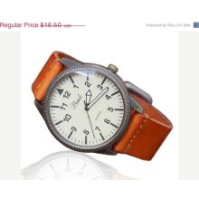 10% SALE Leather Men Watch