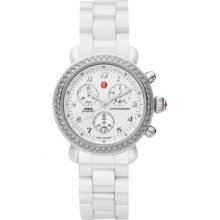 %100 Authentic Michele Csx White Ceramic Diamond Watch Mww03n000001