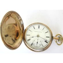 10k Goldfilled Hampden Pocket Watch Hunter Case,s18,15j, Run & Sev'd
