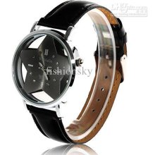 10pcs Promotions.shipping..sell. Five Star-shaped Dial Leather Wrist