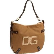 $1100 Dolce & Gabbana D&g Logo Large Canvas Shoulder Bag Handbag Purse Newnice