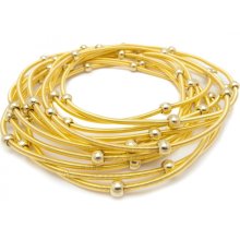 12-Piece Stackable Metal Coil Stretch Bracelet (Gold)