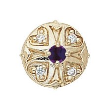 14k Gold Amethyst Diamond Heart Victorian Bracelet Slide GS337-AMY-D