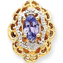 14K Gold Diamond and Tanzanite Victorian Bracelet Slide