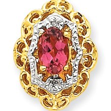 14k Gold Diamond Pink Tourmaline Victorian Bracelet Slide