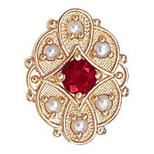 14k Gold Garnet Pearl Victorian Bracelet Slide GS524-G-PL
