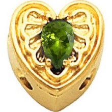 14k Gold Heart Shaped Peridot Victorian Bracelet Slide 81008