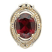 14k Gold Oval Garnet Victorian Bracelet Slide GS388-G