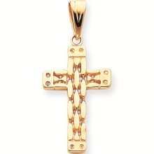 14k Gold Polished Panther Style Cross Pendant