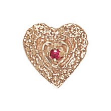 14k Gold Ruby Heart Victorian Bracelet Slide GS171-R