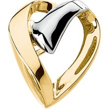 14k Two Tone Gold Two Tone Heart Chain Slide
