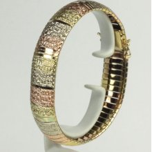 14k White, Rose And Yellow Gold Omega Bracelet