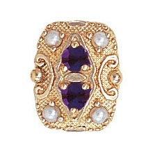 14k Yellow Gold Amethyst Pearl Victorian Bracelet Slide Gs525-amy-pl