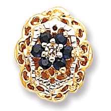 14k Yellow Gold Blue Sapphire Diamond Victorian Bracelet Slide