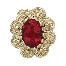 14k Yellow Gold Glatter Garnet Victorian Bracelet Slide