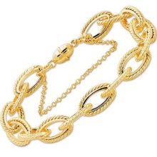 14k Yellow Gold Oval Link Chain Bracelet With Magnetic Clasp-life Wnty
