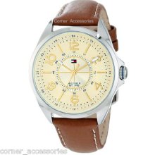 1781264 Tommy Hilfiger Ladies Gold Dial Brown Leather Band Watch
