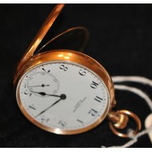 1800's Rare Samuel Edgcumbe Plymouth Watch Company 15 Jls 9 K 375. Works Great.