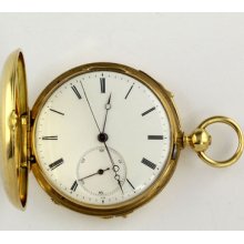 18k Gold Repeater Independent Second 1850 Swiss Hunter Pocket Watch Taschenuhr