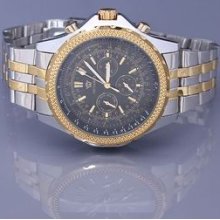 18k Golden Plated Case Unique 3 Dials Date Display Mens Mechanical Watch Hot