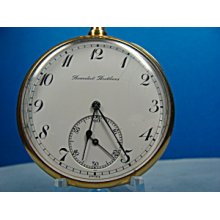 18k Open Face Pocket Watch By Agassiz For Benedict Bros. Nyc