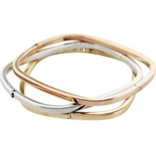 18k Tri-color Gold Square Bangle Bracelet Set