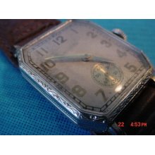 1927 Waltham Sapphire Men's Dress Watch 17 Jewel 14k Gold Filled Ornate Bezel