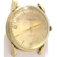 1950s Vintage Iwc Schaffhausen Automatic 18k Gold Case Watch For Men Fancy Lugs