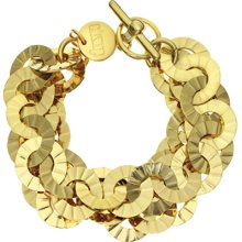 1AR by UnoAerre Bracelet with Interlinked Discs in Gold Over Silver Yellow