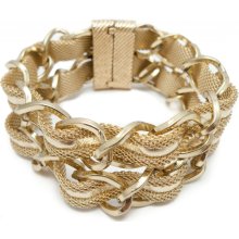 2-Line Mesh Entwined Chain Bracelet (Gold/Gold)