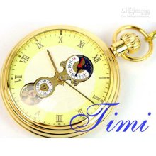 2012 Hotsale Antique Style Engraved Golden Mechanical Pocket Watch F