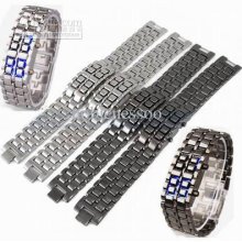 30pcs Blue Red Silver Led Digital Lava Style Iron Wrist Sports Watch