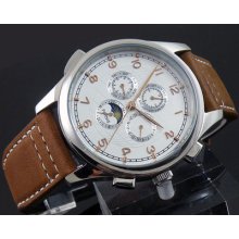 44mm Parnis White Dial Gold-plated Automaitc Chronometer Multi-funtion Watch 248