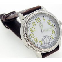 44mm Parnis White Dial Special Big 6 Mechanical 6498 Steel Case Watch P075b