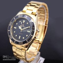 5 Pieces Famous Design Watches N7444 Men Golden Band Black Face Stai