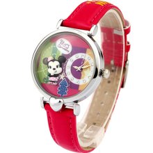 51049 Girls Watch Different Face Design Leather Band Small Dial Heart Charm