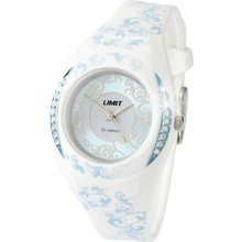 6804 5atm Limit Ladies Floral Stone Set Dial White Resin Strap Fashion Watch