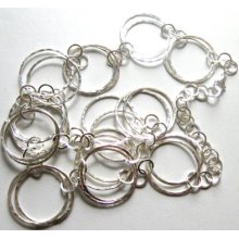 925 Sterling Silver Hammered Round Circle Link Chain Necklace , 30