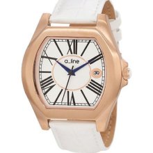 A_line Women's 80008-rg-02-wh Adore White/rose Gold-tone Leather Watch
