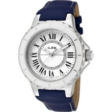 A Line Women's Marina White Dial Blue Leather Watch ...