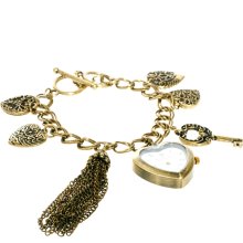 Accessorize Watch Charm Bracelet With Heart Charms Antique gold