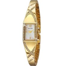 Accurist Ladies Mother Of Pearl Gold Plated Crystal Semi Bangle Watch Lb1693p