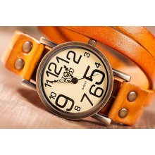 Agitation restoring ancient ways large dial double winding leather strap bracelet watches