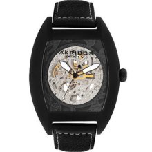 Akribos Xxiv Ak454wt Premier Skeleton Automatic Leather Strap Mens Watch