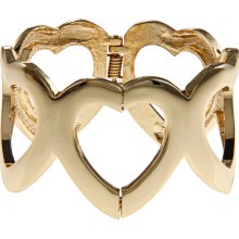 Alexa Starr Goldtone Open Heart Hinged Cuff Bracelet (Open heart hinged cuff)