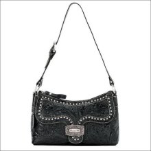 American West Leather Shadow Ridge Zip-top Shoulder Bag Adjustable Strap